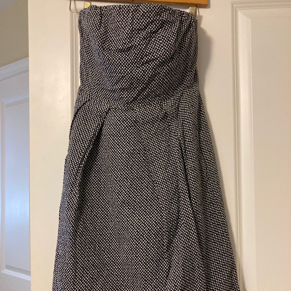 Strapless polka dot cotton dress